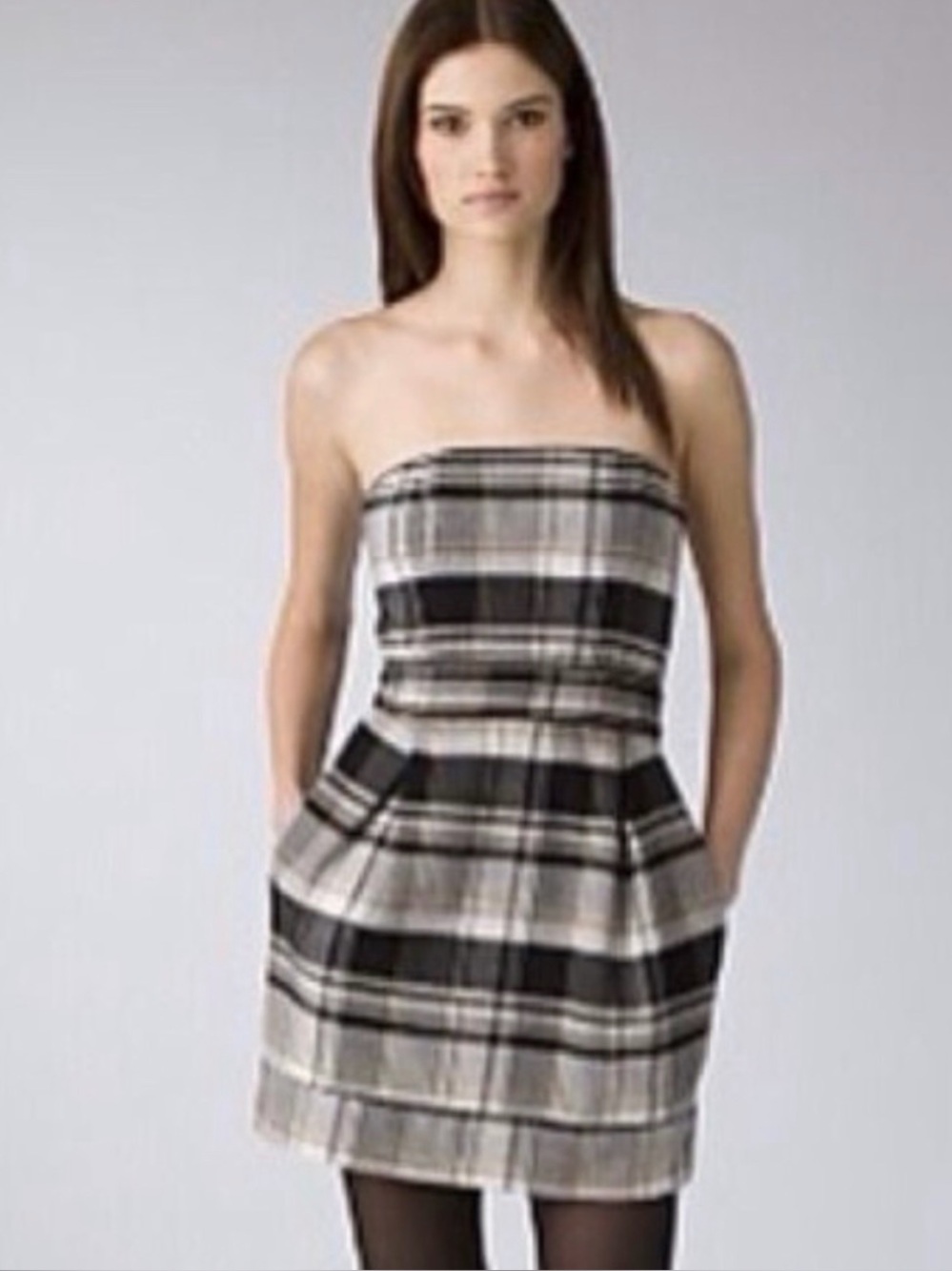 French Connection Plaid Strapless Dress Size 6